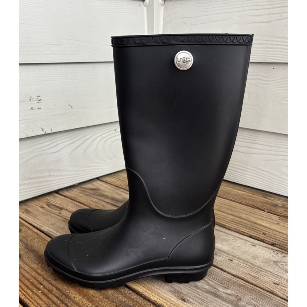 UGG Australia Shelby Matte Rain Boots 1098249 Black Waterproof Womens 8